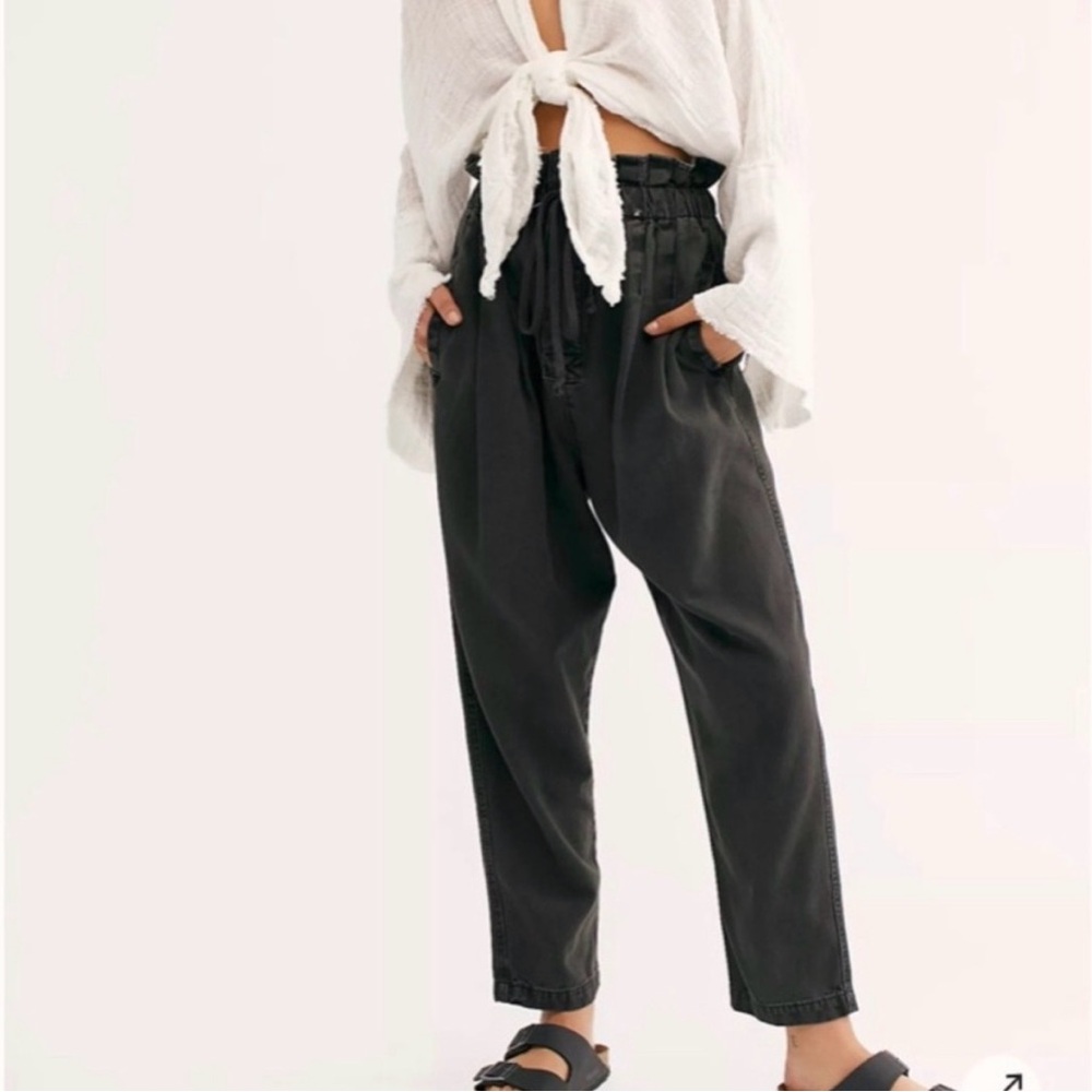 Free People Black Drawstring Waist Jogger Pants